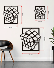 Rubik Küp Temalı Metal Duvar Dekoru, Minimal Tasarım Duvar Tablosu, Ev ve Ofis için Hediyelik Dekor