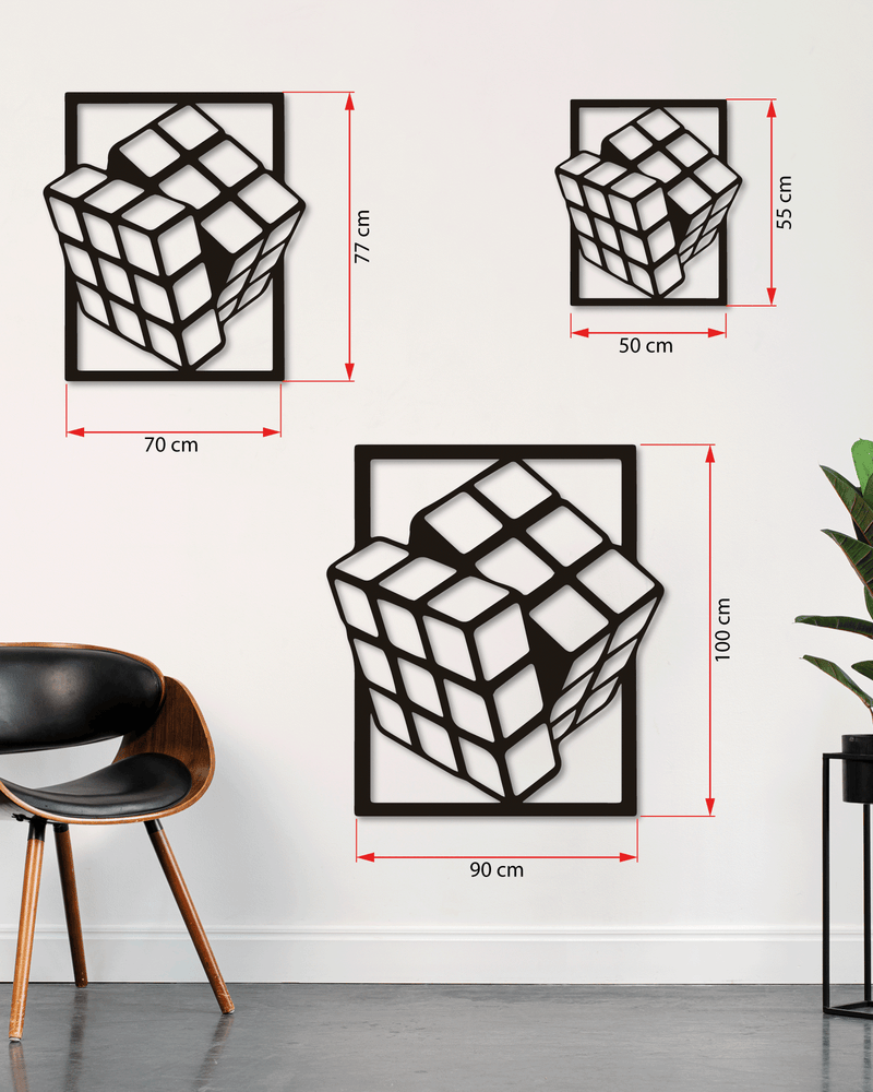 Rubik Küp Temalı Metal Duvar Dekoru, Minimal Tasarım Duvar Tablosu, Ev ve Ofis için Hediyelik Dekor