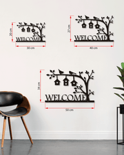 Welcome Yazılı Kapı Süsü Metal Duvar Dekoru, Minimal Duvar Tablosu, Ev ve Ofis için Hediyelik Dekor