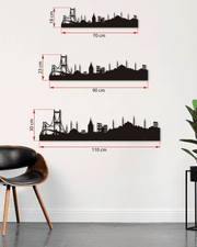 İstanbul Silueti Temalı Metal Duvar Dekoru, Minimal Duvar Tablosu, Ev ve Ofis için Hediyelik Dekor