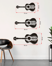 Gitar Görünümlü Manzara Temalı Metal Duvar Dekoru, Minimal Duvar Tablosu, Ev ve Ofis Hediyelik Dekor