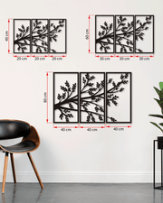 Ağaç Dalı Temalı Metal Duvar Dekoru 3'lü Set, Minimal Duvar Tablosu, Ev ve Ofis için Hediyelik Dekor
