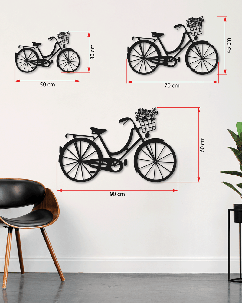 Bisiklet Temalı Metal Duvar Dekoru, Minimal Tasarım Duvar Tablosu, Ev ve Ofis için Hediyelik Dekor