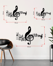 Sol Anahtarı ve Notalar Temalı Metal Duvar Dekoru, Minimal Duvar Tablosu, Ev ve Ofis Hediyelik Dekor