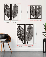 Yaprak Temalı Metal Duvar Dekoru 2'li Set, Minimal Tasarım Duvar Tablosu, Ev ve Ofis Hediyelik Dekor