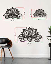 Mandala Lotus Çiçeği Temalı Metal Duvar Dekoru, Minimal Duvar Tablosu, Ev Ofis için Hediyelik Dekor