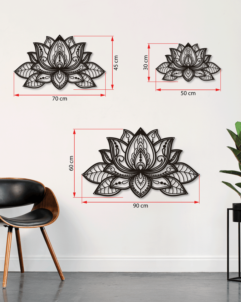 Mandala Lotus Çiçeği Temalı Metal Duvar Dekoru, Minimal Duvar Tablosu, Ev Ofis için Hediyelik Dekor