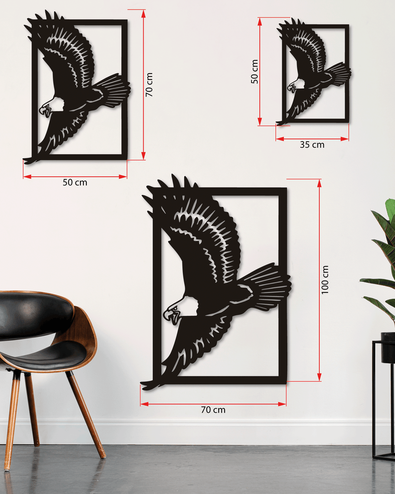 Kartal Temalı Metal Duvar Dekoru, Minimal Tasarım Duvar Tablosu, Ev ve Ofis için Hediyelik Dekor
