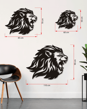 Aslan Temalı Metal Duvar Dekoru, Minimal Tasarım Duvar Tablosu, Ev ve Ofis için Hediyelik Dekor