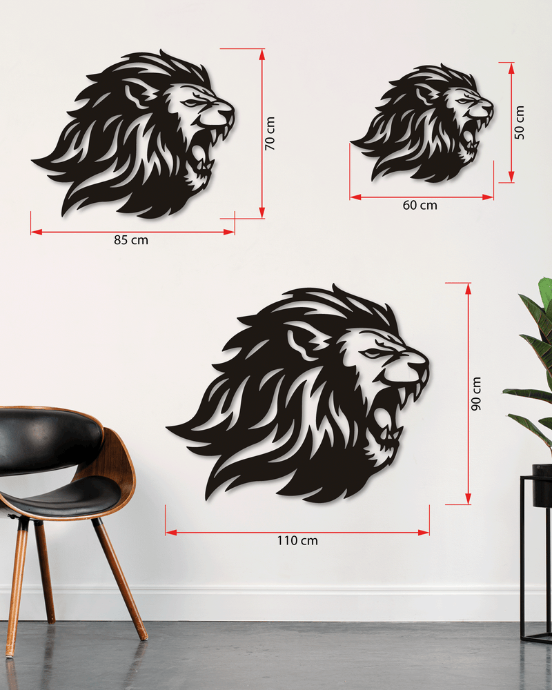 Aslan Temalı Metal Duvar Dekoru, Minimal Tasarım Duvar Tablosu, Ev ve Ofis için Hediyelik Dekor