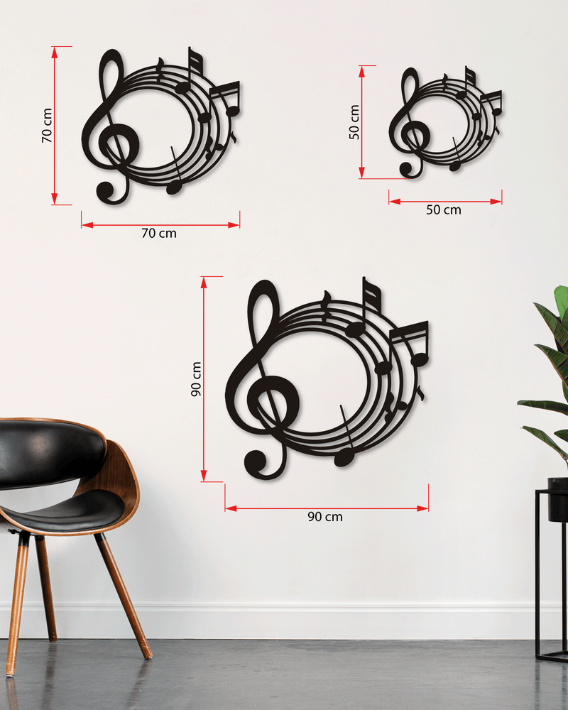 Sol Anahtarı ve Notalar Temalı Metal Duvar Dekoru, Minimal Duvar Tablosu, Ev Ofis Hediyelik Dekor