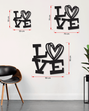 LOVE Yazılı Metal Duvar Dekoru, Minimal Tasarım Duvar Tablosu, Ev ve Ofis için Hediyelik Dekor