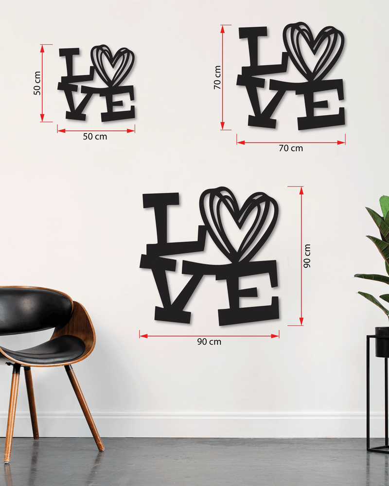 LOVE Yazılı Metal Duvar Dekoru, Minimal Tasarım Duvar Tablosu, Ev ve Ofis için Hediyelik Dekor