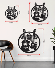 Gitar Temalı Metal Duvar Dekoru, Minimal Tasarım Duvar Tablosu, Ev ve Ofis için Hediyelik Dekor