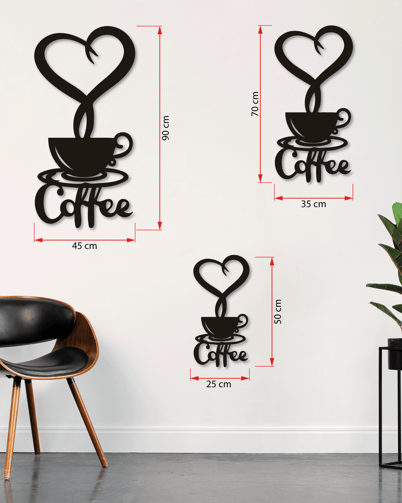 Kalpli Coffee Temalı Metal Duvar Dekoru, Minimal Tasarım Duvar Tablosu, Ev ve Ofis Hediyelik Dekor