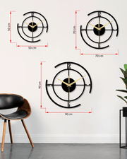 Geometrik Çizgili Daire Metal Duvar Saati, Minimal Tasarım, Ev Ofis için Hediyelik Dekor