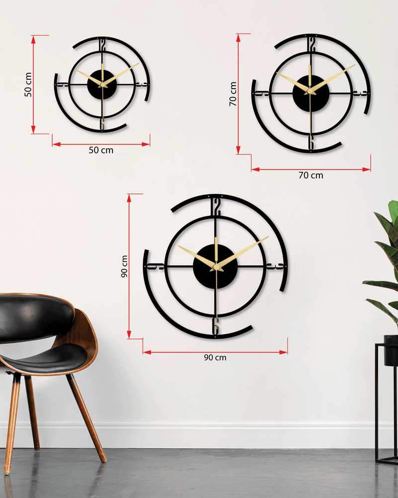 Geometrik Çizgili Daire Metal Duvar Saati, Minimal Tasarım, Ev Ofis için Hediyelik Dekor