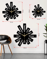 İngilizce Yazılı Geometrik Metal Duvar Saati, Minimal Tasarım, Ev Ofis için Hediyelik Dekor