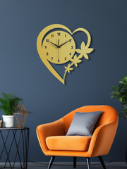 Kalpli Metal Duvar Saati, Minimal Tasarım, Ev Ofis için Hediyelik Dekor - Altın