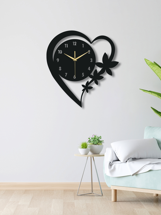Kalpli Metal Duvar Saati, Minimal Tasarım, Ev Ofis için Hediyelik Dekor - Siyah