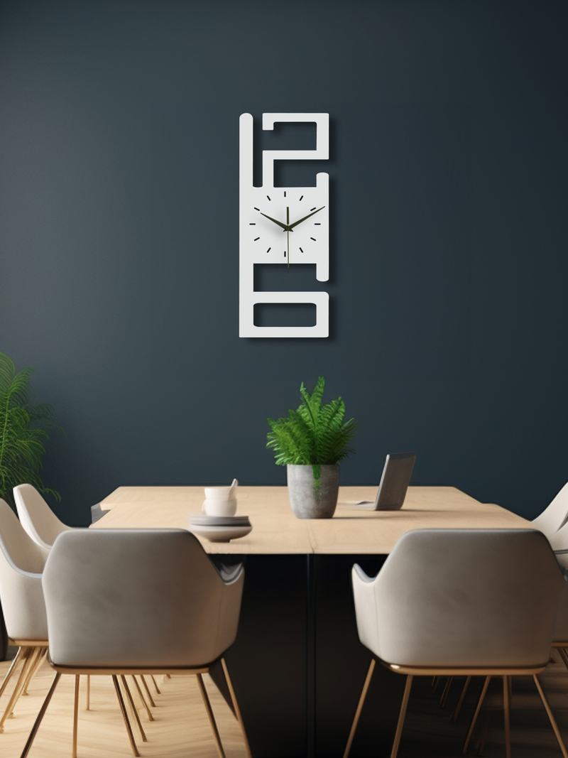 Büyük 2 Rakamlı Metal Duvar Saati, Minimal Tasarım, Ev Ofis için Hediyelik Dekor - Beyaz