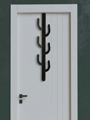 Kaktüs Figürlü Metal Kapı Arkası Askılık 75 cm - Siyah
