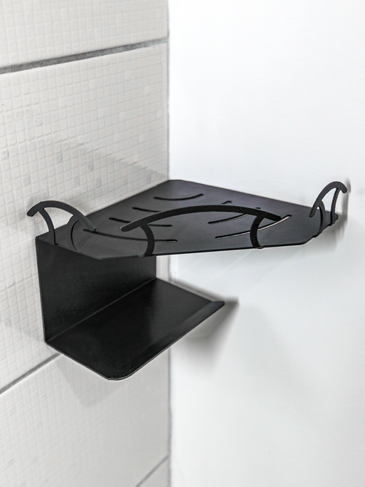 2 Katlı Siyah Metal Banyo Köşe Rafı 18x18 cm | Vidalı Duş Şampuanlık Organizer, Düzenleyici