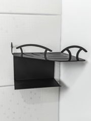2 Katlı Siyah Metal Banyo Köşe Rafı 18x18 cm | Vidalı Duş Şampuanlık Organizer, Düzenleyici