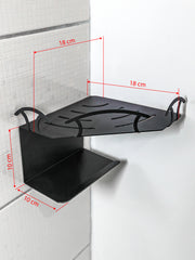 2 Katlı Siyah Metal Banyo Köşe Rafı 18x18 cm | Vidalı Duş Şampuanlık Organizer, Düzenleyici