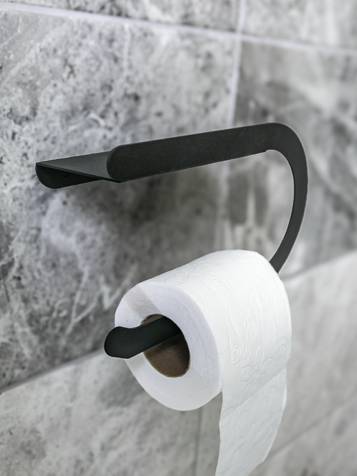 Raflı Tuvalet Kağıdı Askılığı Siyah Metal | WC Kağıtlık ve Telefon Rafı