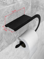 Raflı Tuvalet Kağıdı Askılığı Siyah Metal | WC Kağıtlık ve Telefon Rafı