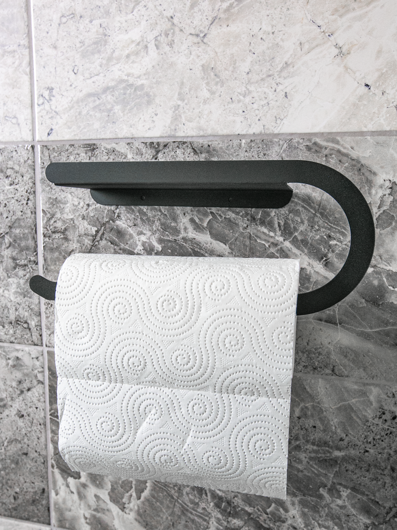 Raflı Havlu Kağıtlık Siyah Metal | Kağıt Havluluk Mutfak ve Banyo Organizer