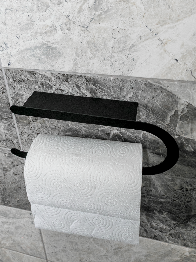 Raflı Havlu Kağıtlık Siyah Metal | Kağıt Havluluk Mutfak ve Banyo Organizer