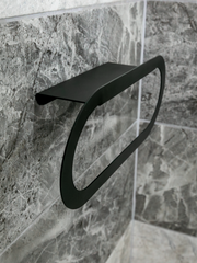 Raflı Havluluk Siyah Metal | Banyo Havlu Askılığı ve Düzenleyici