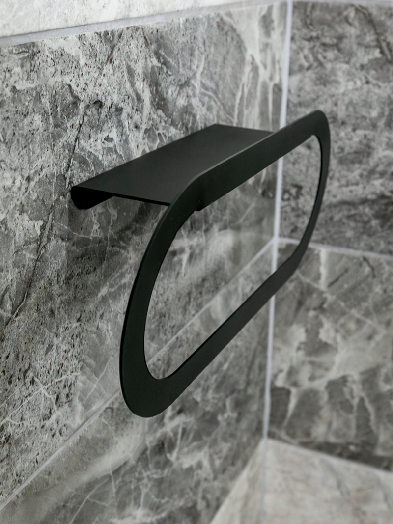 Raflı Havluluk Siyah Metal | Banyo Havlu Askılığı ve Düzenleyici