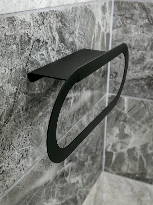 Raflı Havluluk Siyah Metal | Banyo Havlu Askılığı ve Düzenleyici