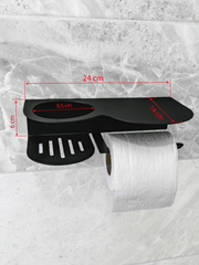 Raflı Oda Kokulu Tuvalet Kağıtlığı Siyah Metal | WC Kağıt Askılığı ve Organizer