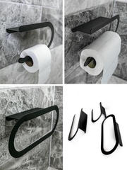 3'lü Banyo Seti Siyah Metal | Raflı Havluluk + Tuvalet Kağıtlık + Havlu Kağıtlık