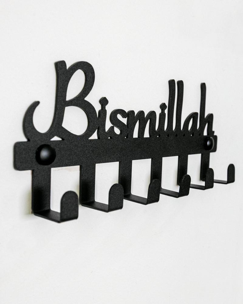 Bismillah Yazılı Metal Anahtar Askılığı, Duvar Tipi Anahtar Organizer
