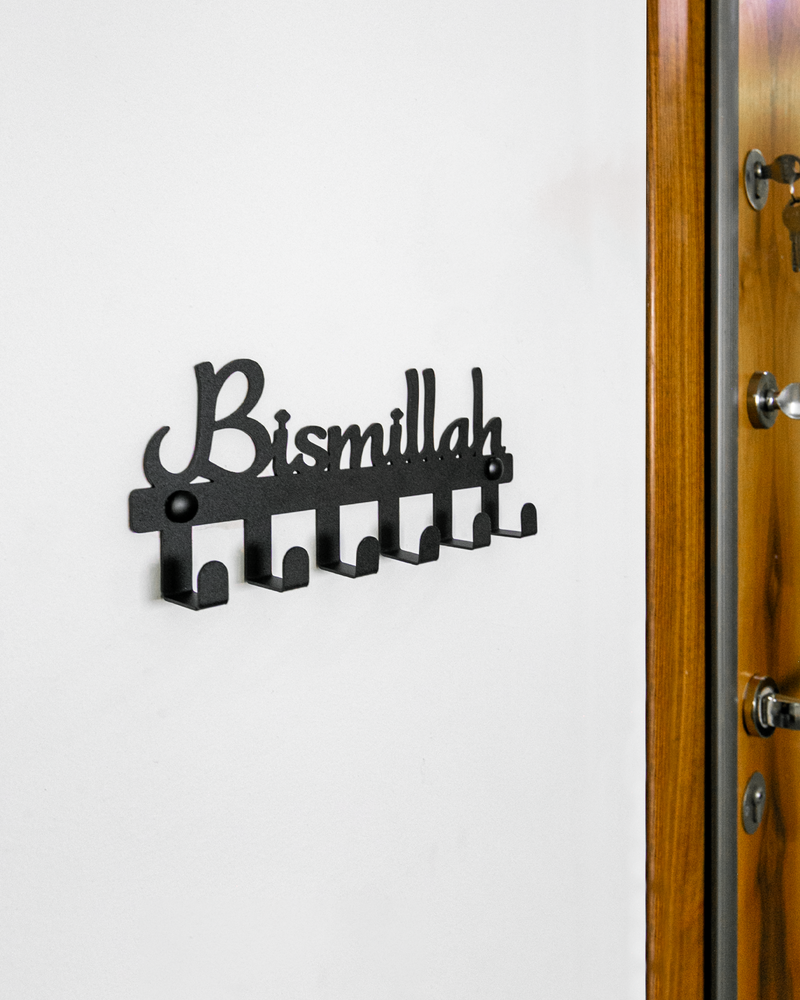 Bismillah Yazılı Metal Anahtar Askılığı, Duvar Tipi Anahtar Organizer
