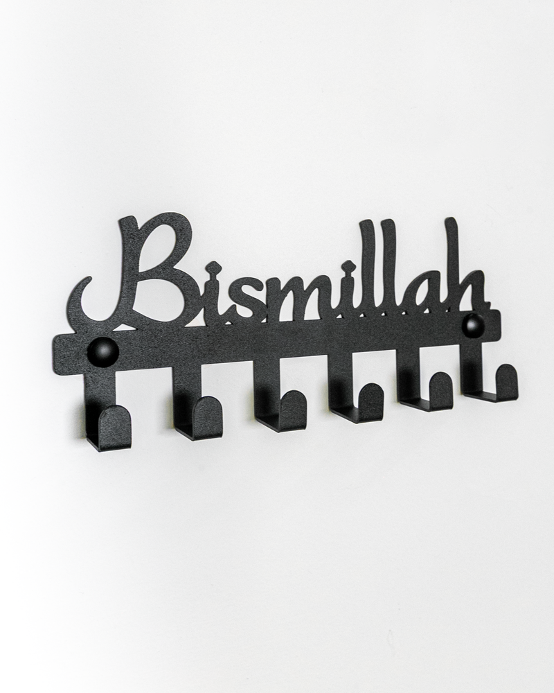 Bismillah Yazılı Metal Anahtar Askılığı, Duvar Tipi Anahtar Organizer