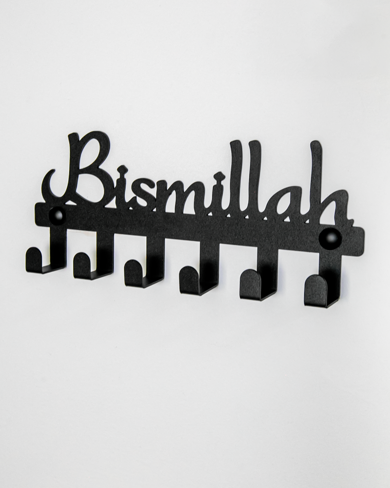 Bismillah Yazılı Metal Anahtar Askılığı, Duvar Tipi Anahtar Organizer