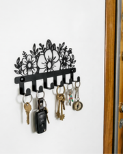Çiçek Figürlü Metal Anahtar Askılığı, Duvar Tipi Anahtar Organizer