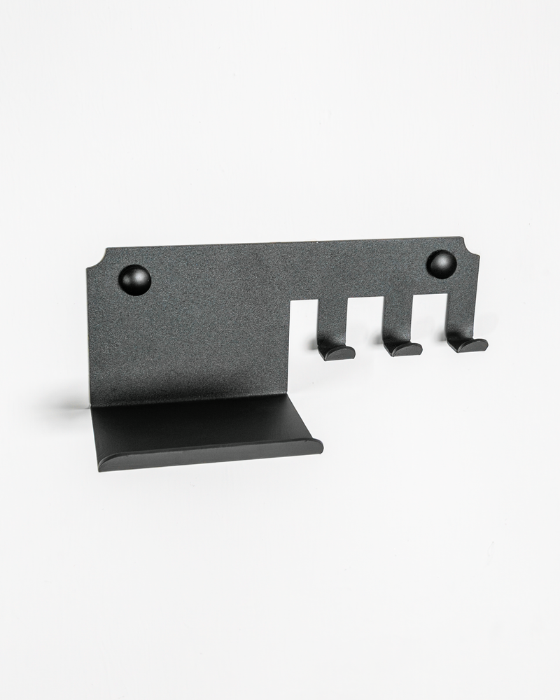 Raflı 3 Askılı Metal Anahtar Askılığı, Duvar Tipi Anahtar Organizer