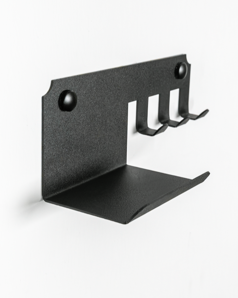 Raflı 3 Askılı Metal Anahtar Askılığı, Duvar Tipi Anahtar Organizer