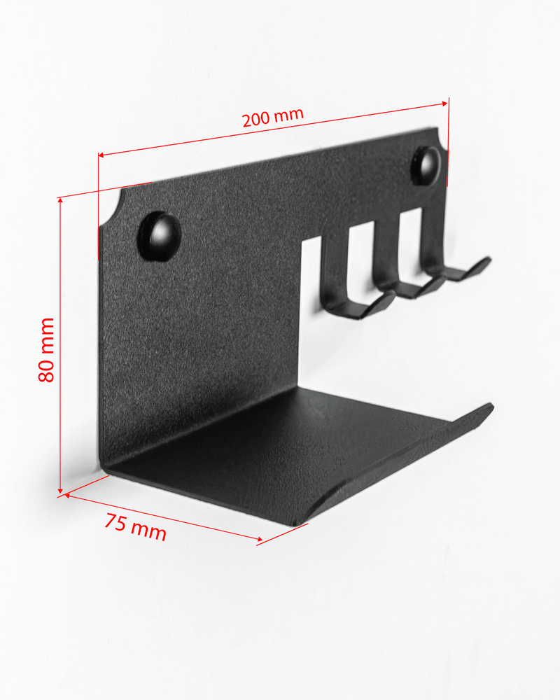 Raflı 3 Askılı Metal Anahtar Askılığı, Duvar Tipi Anahtar Organizer
