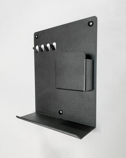 Raflı ve Cepli Magnet Alanlı Metal Anahtar Askılığı, Duvar Tipi Anahtar Organizer