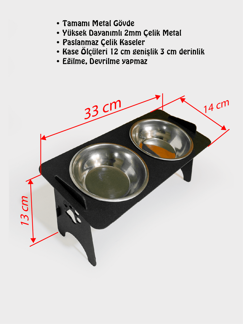 Pati Figürlü Kedi Köpek Metal Mama Ve Su Kabı Paslanmaz Çelik Kaseli, Hediyelik, Dekor