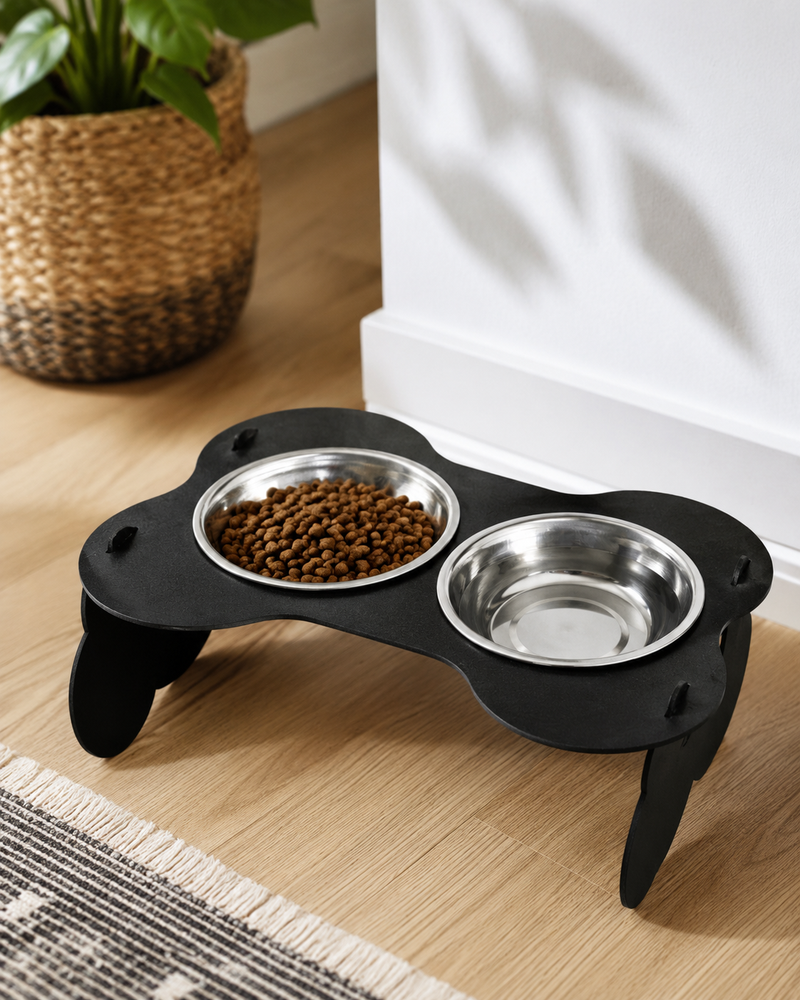 Kemik Figürlü Kedi Köpek Metal Mama Ve Su Kabı Paslanmaz Çelik Kaseli, Hediyelik, Dekor