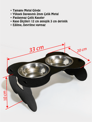 Kemik Figürlü Kedi Köpek Metal Mama Ve Su Kabı Paslanmaz Çelik Kaseli, Hediyelik, Dekor